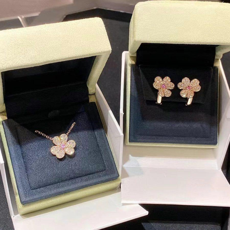 [Gaonasi]FRIVOLE PINK GOLD FLOWER DIAMOND EARRINGS