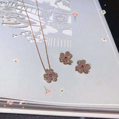 [Gaonasi]FRIVOLE PINK GOLD FLOWER DIAMOND EARRINGS