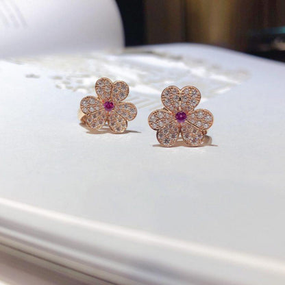 [Gaonasi]FRIVOLE PINK GOLD FLOWER DIAMOND EARRINGS