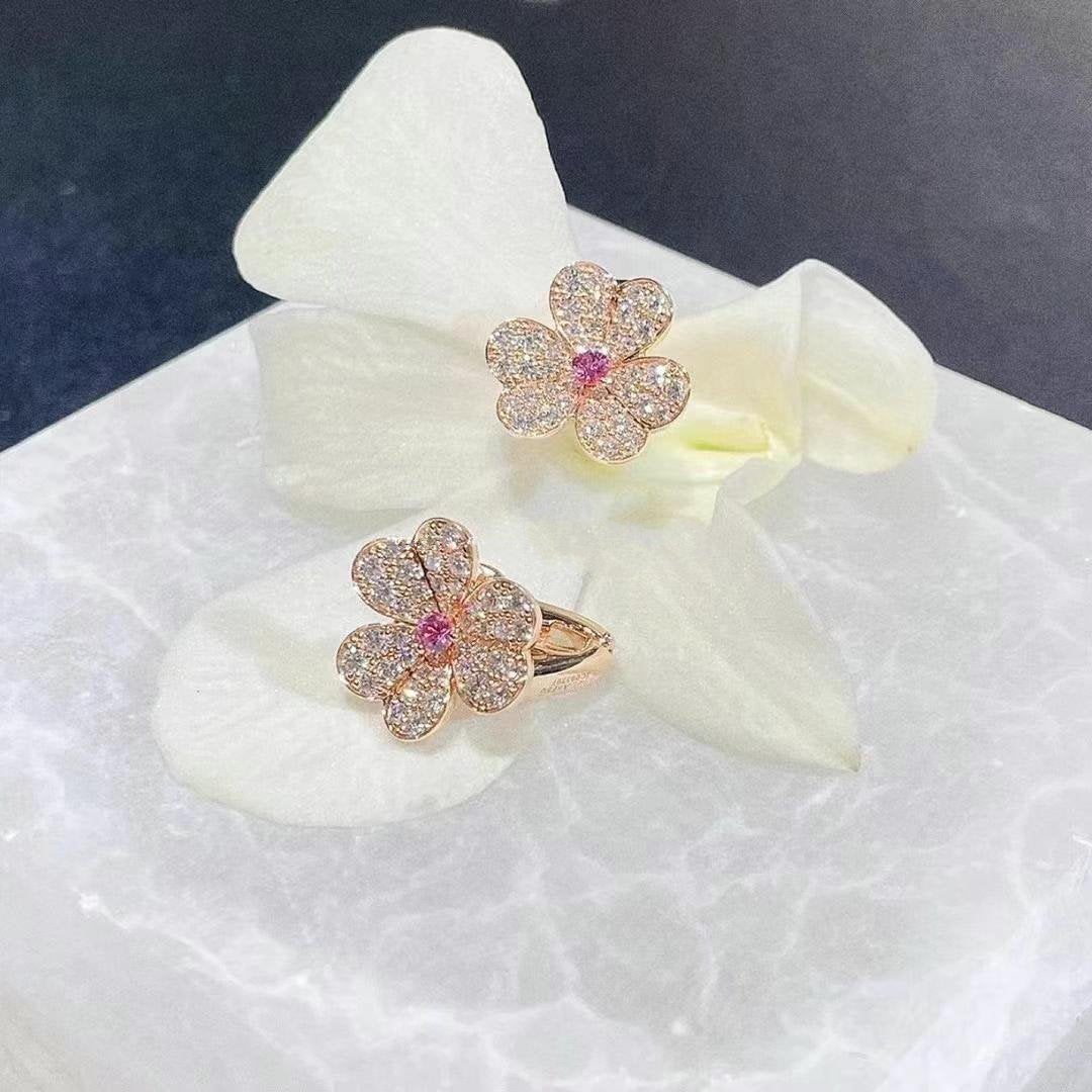 [Gaonasi]FRIVOLE PINK GOLD FLOWER DIAMOND EARRINGS