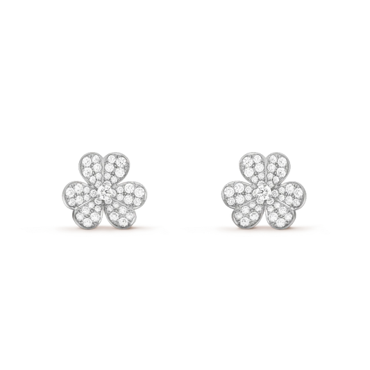 [Gaonasi]FRIVOLE SILVER FLOWER DIAMOND EARRINGS