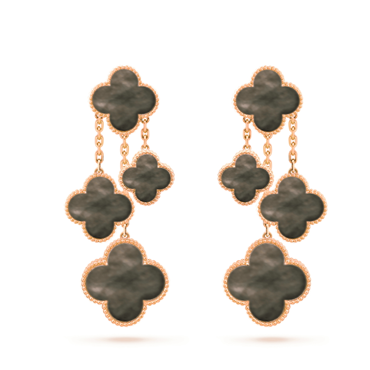 [Gaonasi]CLOVER EARRINGS DARK MOP 4 MOTIFS ROSE GOLD