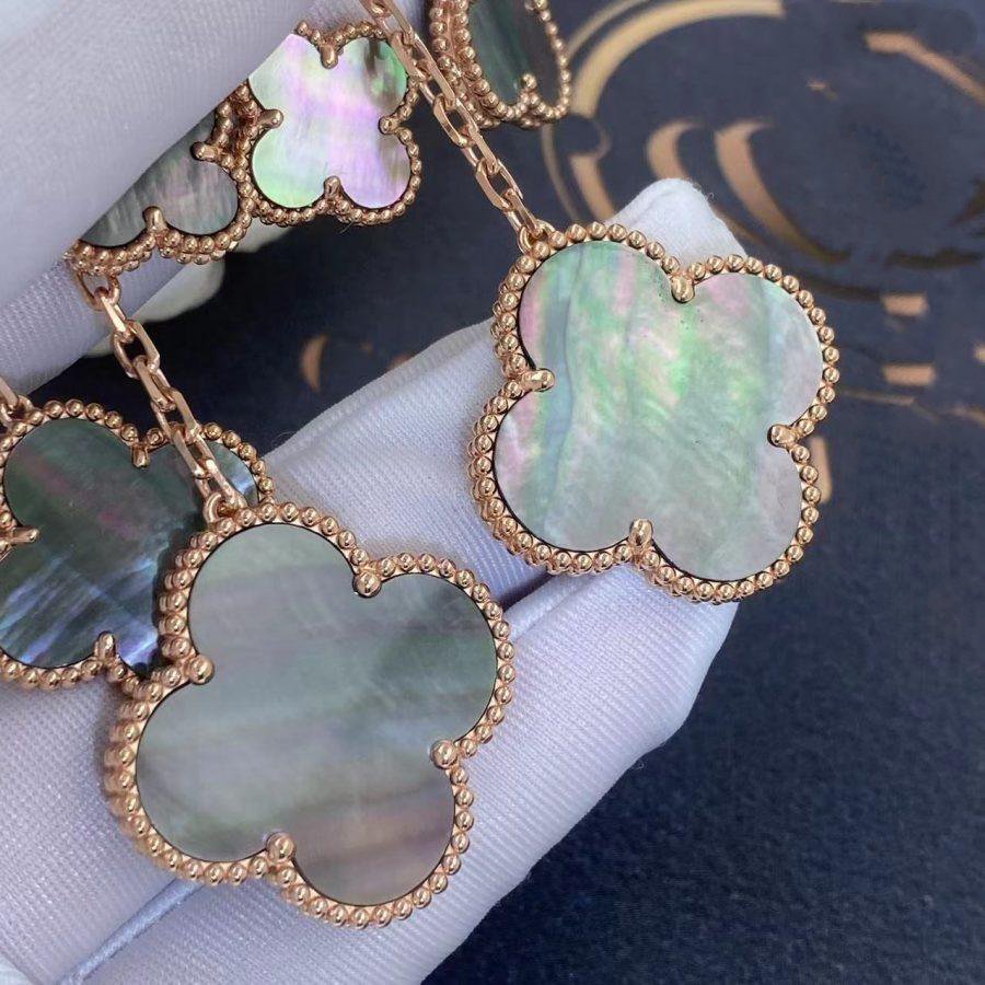 [Gaonasi]CLOVER EARRINGS DARK MOP 4 MOTIFS ROSE GOLD