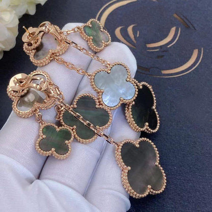 [Gaonasi]CLOVER EARRINGS DARK MOP 4 MOTIFS ROSE GOLD