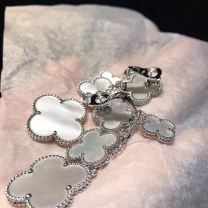 [Gaonasi]CLOVER EARRINGS WHITE MOP 4 MOTIFS SILVER