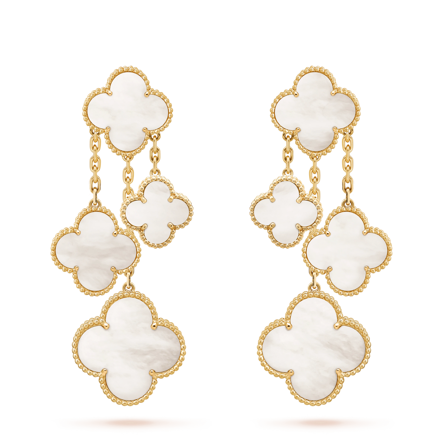 [Gaonasi]CLOVER EARRINGS WHITE MOP 4 MOTIFS GOLD