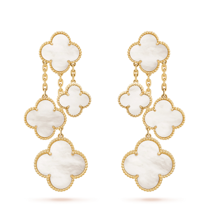 [Gaonasi]CLOVER EARRINGS WHITE MOP 4 MOTIFS GOLD