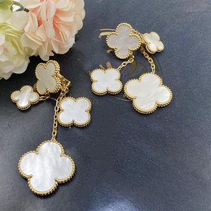 [Gaonasi]CLOVER EARRINGS WHITE MOP 4 MOTIFS GOLD