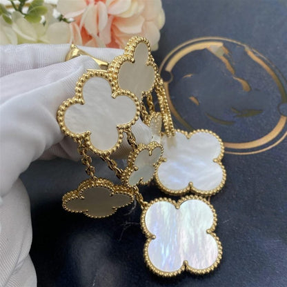 [Gaonasi]CLOVER EARRINGS WHITE MOP 4 MOTIFS GOLD