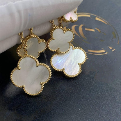 [Gaonasi]CLOVER EARRINGS WHITE MOP 4 MOTIFS GOLD