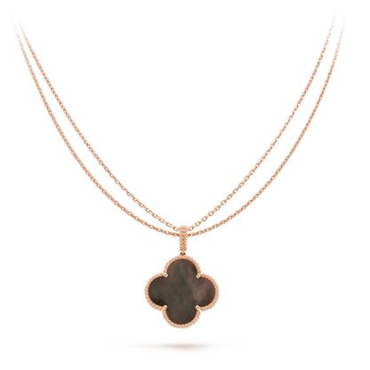 [Gaonasi]CLOVER 25MM GOLD DARK MOP BIG CLOVER NECKLACE