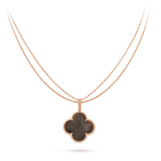 [Gaonasi]CLOVER 25MM GOLD DARK MOP BIG CLOVER NECKLACE
