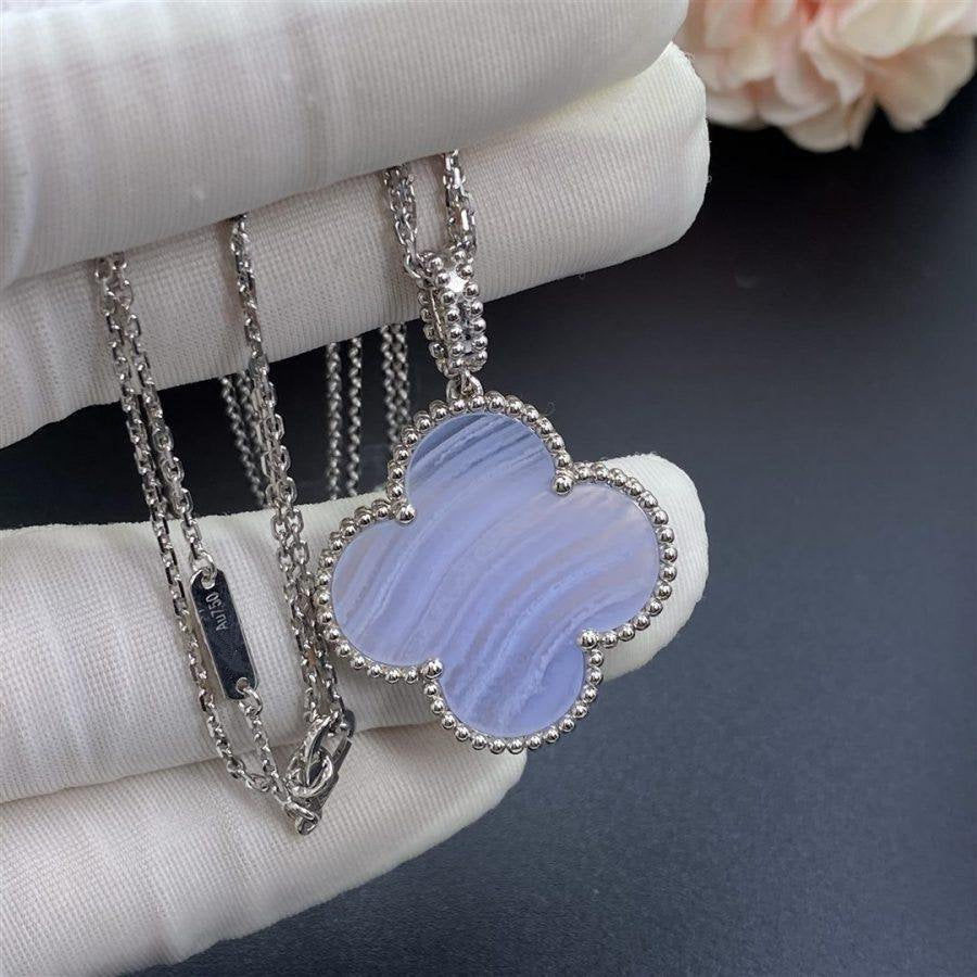 [Gaonasi]CLOVER SILVER CHALCEDONY BIG CLOVER NECKLACE