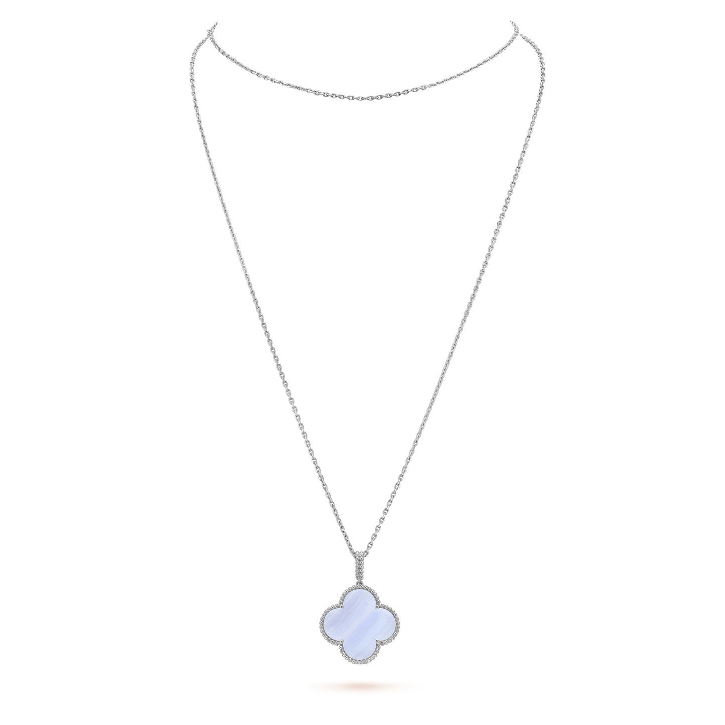 [Gaonasi]CLOVER SILVER CHALCEDONY BIG CLOVER NECKLACE