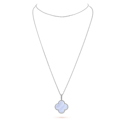 [Gaonasi]CLOVER SILVER CHALCEDONY BIG CLOVER NECKLACE