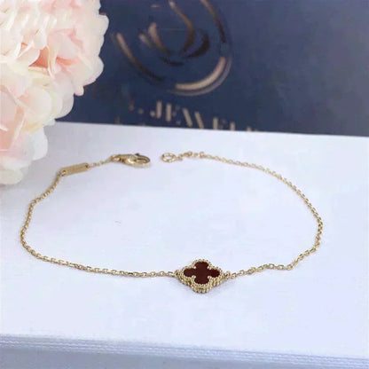 [Gaonasi]CLOVER  CARNELIAN SINGLE FLOWER BRACELET