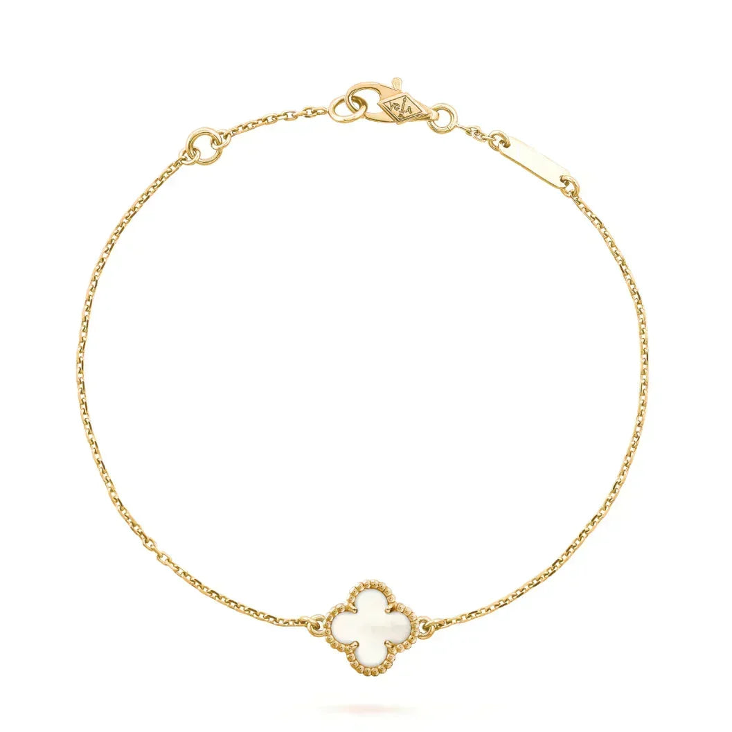 [Cadisa] Clover White Mother-of-Pearl & JUSTE Bracelet Stack Set