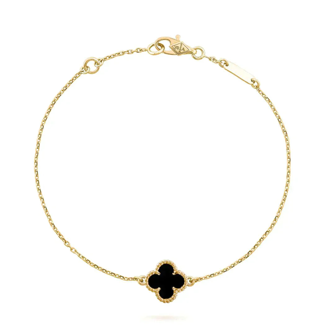 [Gaonasi]CLOVER ONYX SINGLE FLOWER BRACELET
