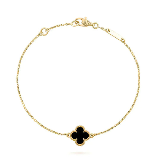 [Gaonasi]CLOVER ONYX SINGLE FLOWER BRACELET