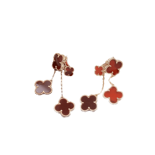 [Gaonasi]CLOVER EARRINGS CARNELIAN 4 MOTIFS PINK GOLD