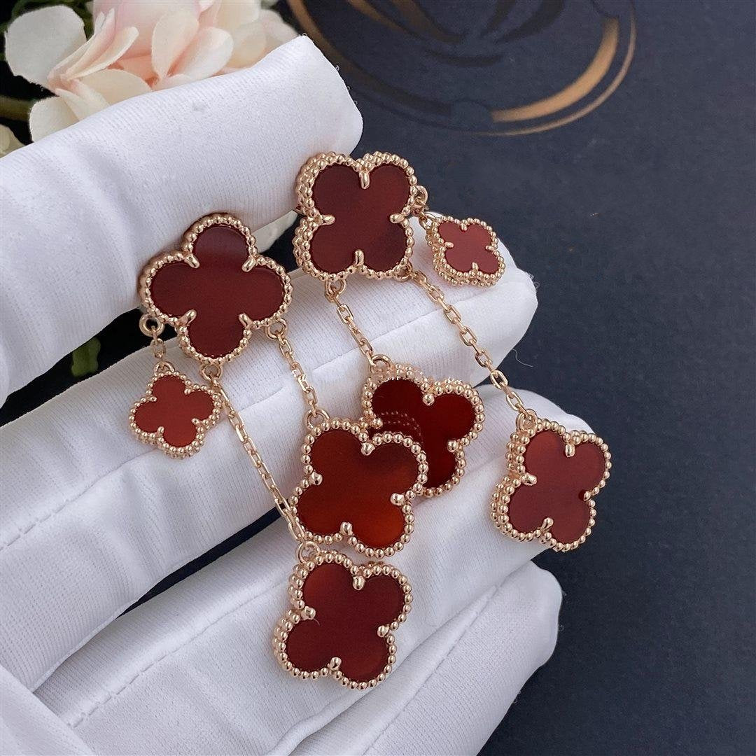 [Gaonasi]CLOVER EARRINGS CARNELIAN 4 MOTIFS PINK GOLD