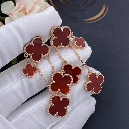[Gaonasi]CLOVER EARRINGS CARNELIAN 4 MOTIFS PINK GOLD