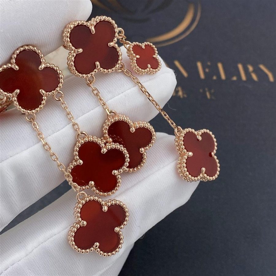 [Gaonasi]CLOVER EARRINGS CARNELIAN 4 MOTIFS PINK GOLD