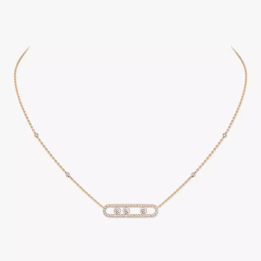 [Cadisa] Move Pave_ Rose Gold Diamond Necklace
