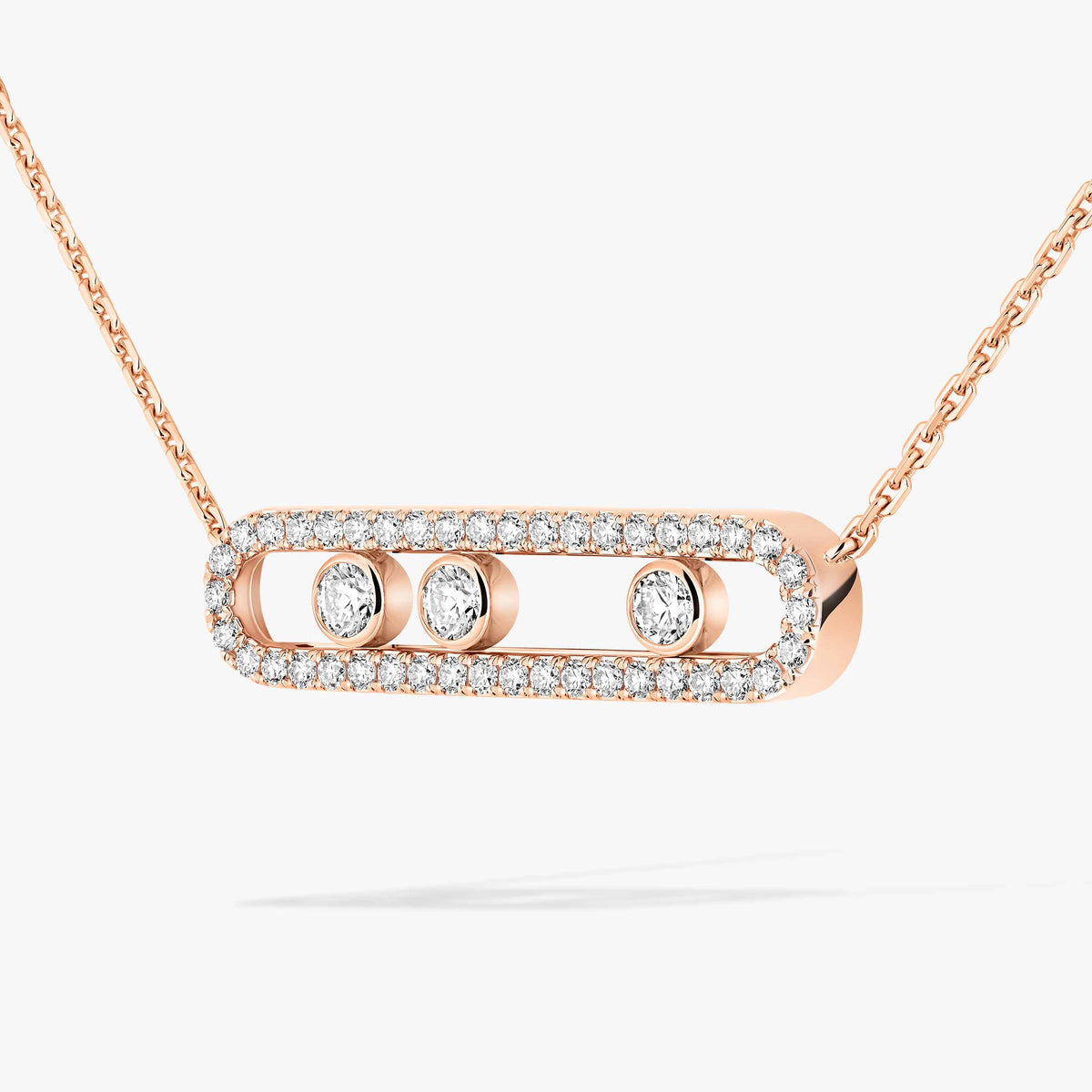 [Cadisa] Move Pave_ Rose Gold Diamond Necklace