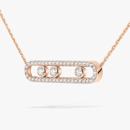 [Cadisa] Move Pave_ Rose Gold Diamond Necklace