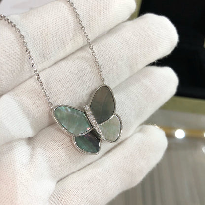 [Gaonasi]LARGE BUTTERFLY SILVER PENDANT DIAMOND NECKLACE