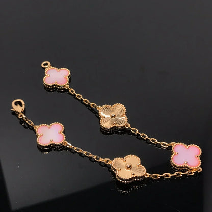 [Gaonasi] CLOVER 5 MOTIFS  PINK MOP BRACELET COLLECTION