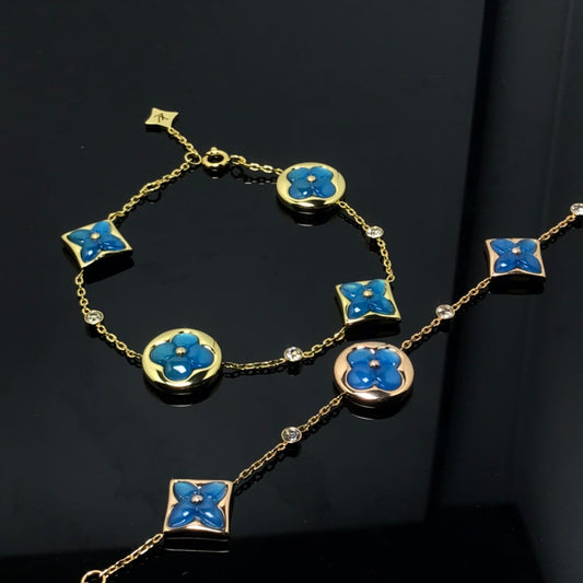 [Gaonasi]STAR AND SUN 4 MOTIF BLUE BRACELET