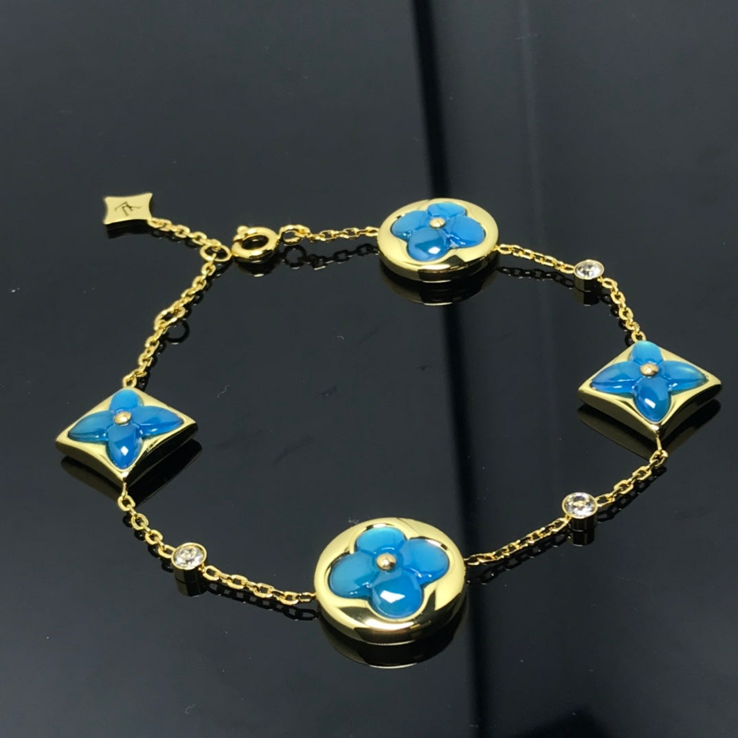 [Gaonasi]STAR AND SUN 4 MOTIF BLUE BRACELET