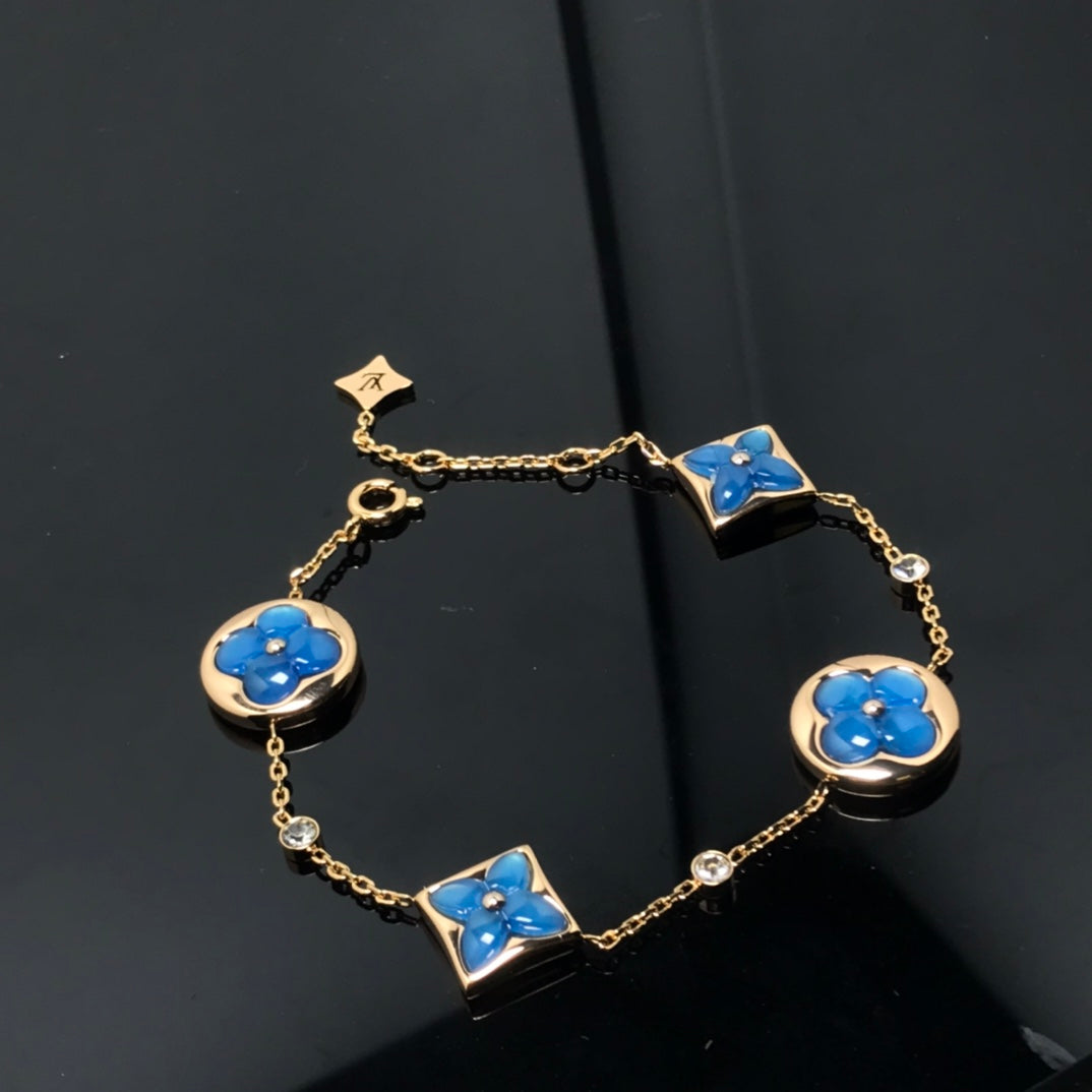 [Gaonasi]STAR AND SUN 4 MOTIF BLUE BRACELET
