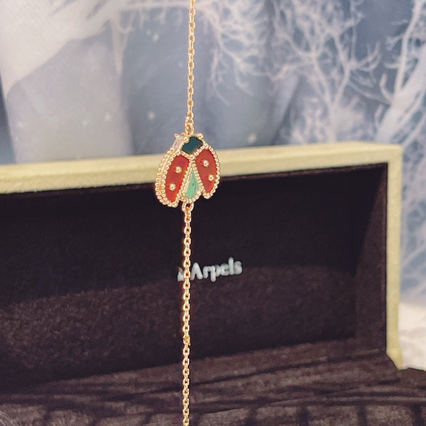 [Gaonasi]LUCKY SPRING 1 MOTIF PINK GOLD BRACELET