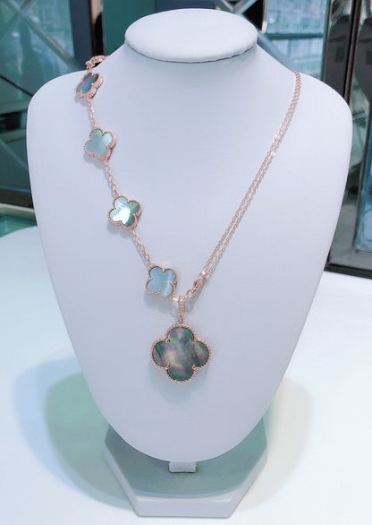 [Gaonasi]COMBINED BRACELET 5 MOTIFS AND NECKLACE DARK MOP ROSE GOLD
