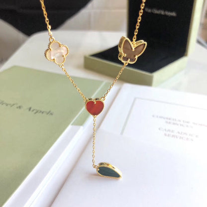 [Gaonasi]LUCKY SPRING 4 MOTIFS ROSE GOLD NECKLACE