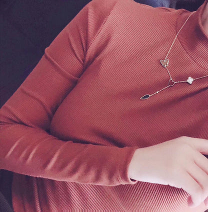 [Gaonasi]LUCKY SPRING 4 MOTIFS ROSE GOLD NECKLACE