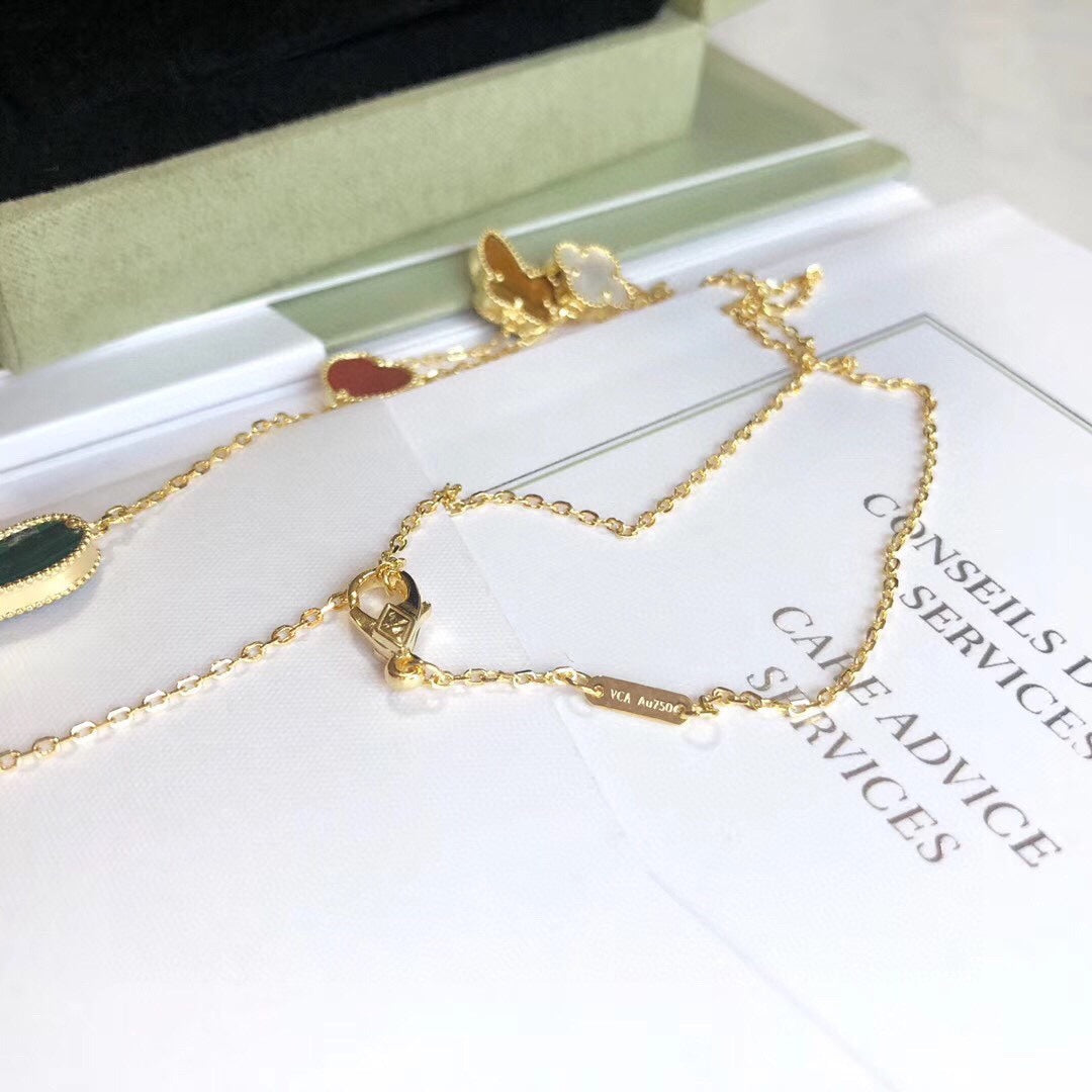 [Gaonasi]LUCKY SPRING 4 MOTIFS ROSE GOLD NECKLACE