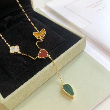 [Gaonasi]LUCKY SPRING 4 MOTIFS ROSE GOLD NECKLACE