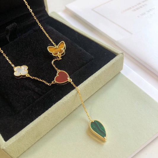 [Gaonasi]LUCKY SPRING 4 MOTIFS ROSE GOLD NECKLACE