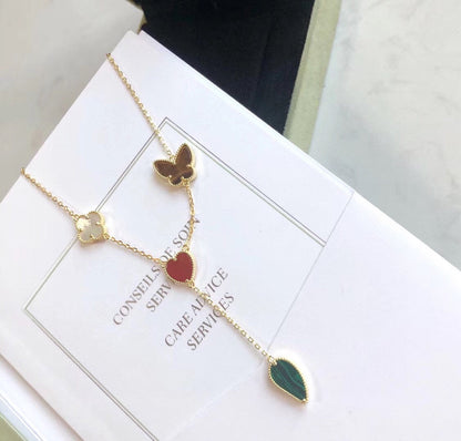 [Gaonasi]LUCKY SPRING 4 MOTIFS ROSE GOLD NECKLACE