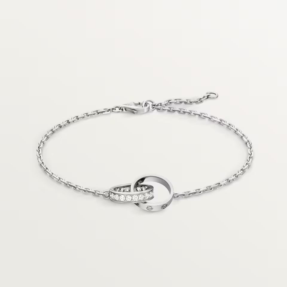 [Gaonasi Jewelry]LOVE DOUBLE RING HALF DIAMOND BRACELET