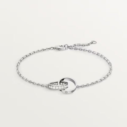 [Gaonasi Jewelry]LOVE DOUBLE RING HALF DIAMOND BRACELET