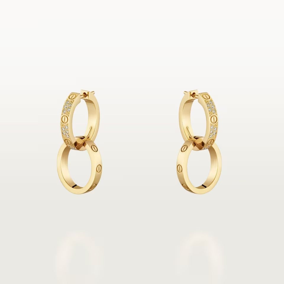 [Gaonasi Jewelry]LOVE 3.3MM DANGLE HALF DIAMOND EARRINGS