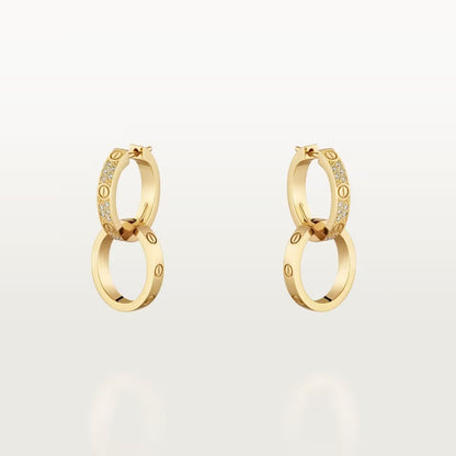 [Gaonasi Jewelry]LOVE 3.3MM DANGLE HALF DIAMOND EARRINGS