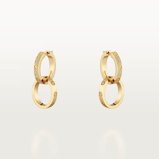 [Gaonasi Jewelry]LOVE 3.3MM DANGLE HALF DIAMOND EARRINGS