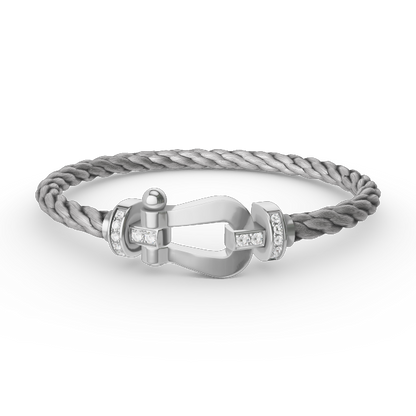 [Gaonasi]FORCE LARGE HORSESHOE HALF DIAMOND BRACELET SILVER