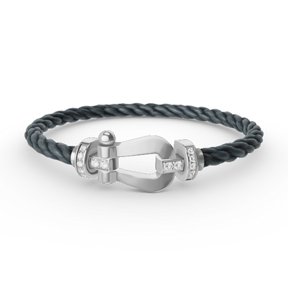 [Gaonasi]FORCE LARGE HORSESHOE HALF DIAMOND BRACELET SILVER